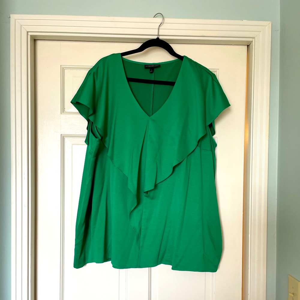 Green sz 24 ruffle blouse lane Bryant